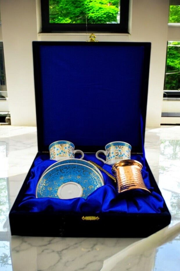 2 Person Coffee Set from Kütahya for Special Occasions - 4 Piece Gift Porcelain Cup Set