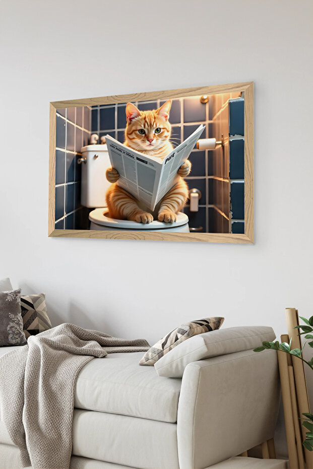 One Piece Wooden Frame Look Cat Printed Mdf 20X30 cm Painting - Model 14