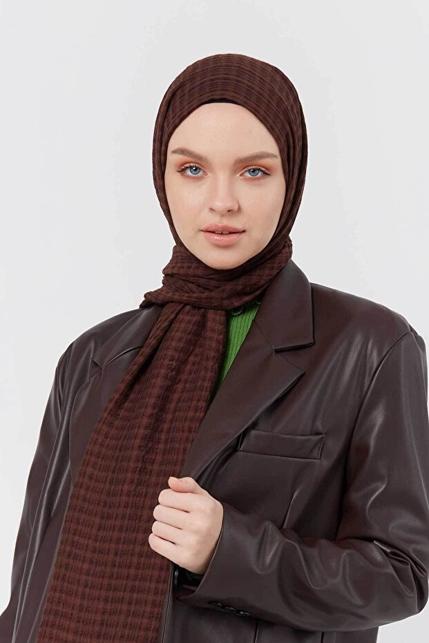Misto Pamuk Serisi Acı Kahve Rengi Şal - 1