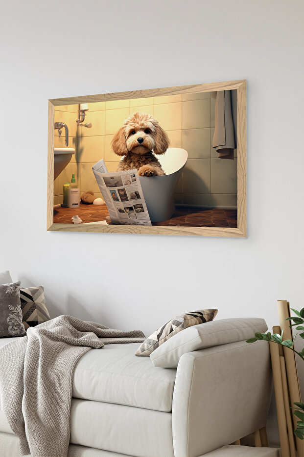 One Piece Wooden Frame Look Dog Printed Mdf 20X30 cm Painting - Model 31