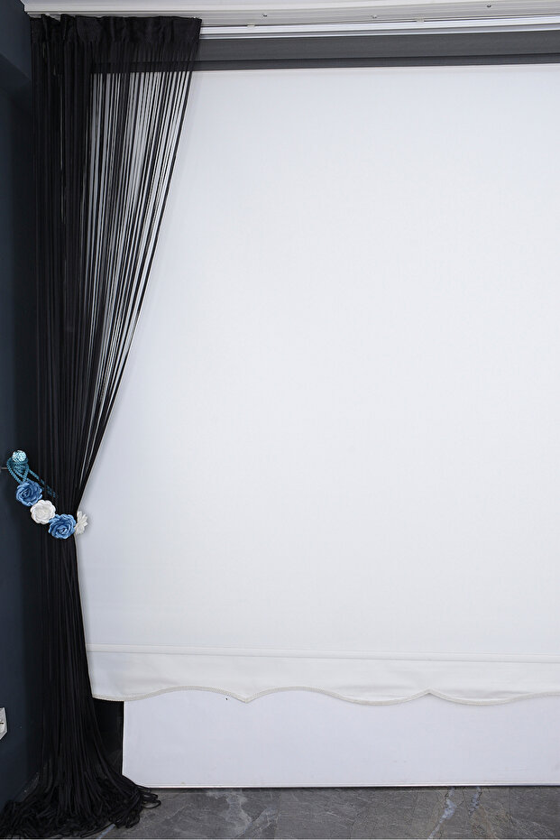 Plain String Curtain 0.80 mm Anthracite Color 100 cm Width 280 cm Length Ready Made Flat Thick Strip String Curtain - 5