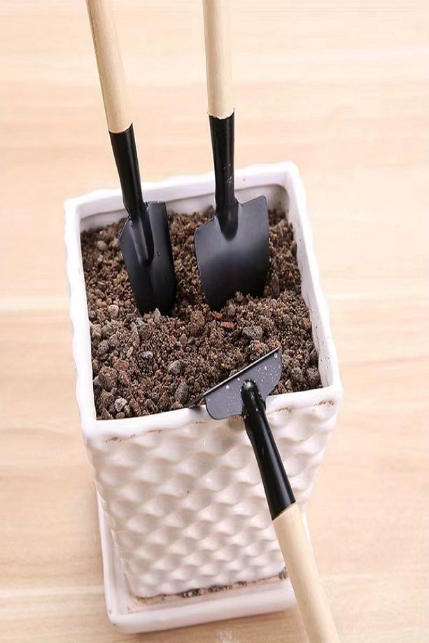 Ahşap Saplı Bonsai Çiçekleri Ve Saksı Bitkileri Için Bahçe Araçları Mini Kürek Tırmık Seti 6 Parça - 4