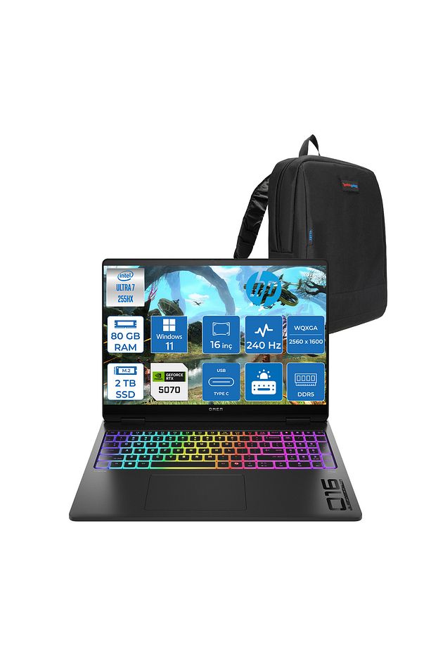 Omen Max Ultra 7 255HX 80GB 2tb SSD 8GB RTX5070 16" 500Nits 2k 3ms IPS W11P OB92QXEAP18+ZETTACNT - 1