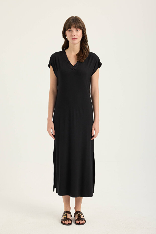 Brode Dantelli Örme Elbise - 2