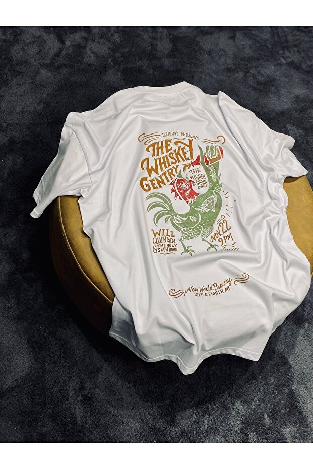 The Whiskey Gentry 100% Cotton Relax Fit Crew Neck White Tshirt