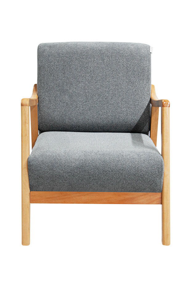 Favela Bohem Ahşap Ayaklı Gri Teddy Kumaş Berjer - 2