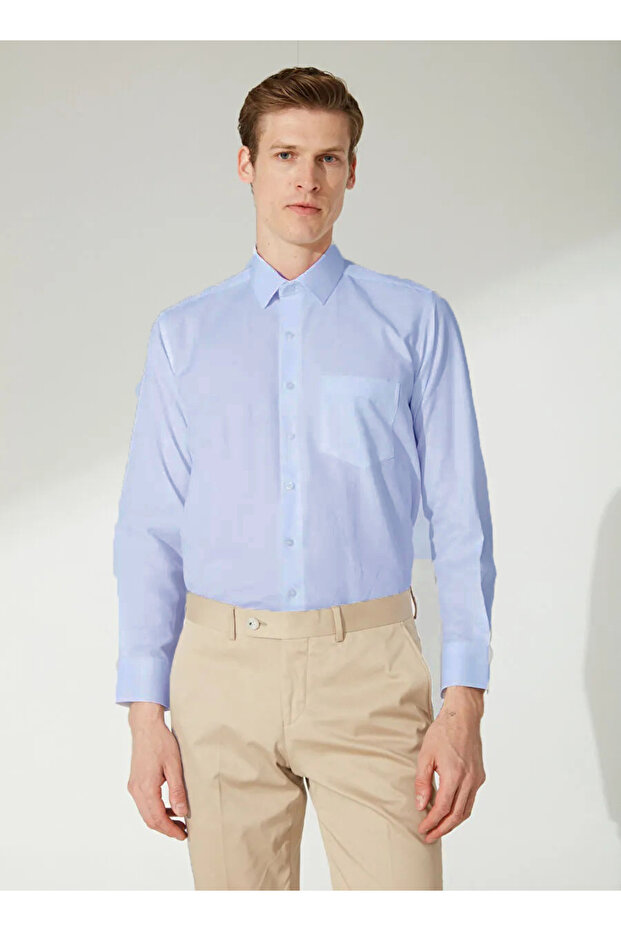 Cavalry Loose Cut Pocket Straight Easy-Ironing Sweat-Absorbing Breathable Tie-Up Four Seasons Men's Shirt