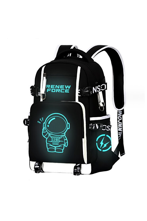 Rucsac Scolar Multifunctional VarioShop® cu Imprimeu Astronaut si cu Design Fosforescent, Material - 1