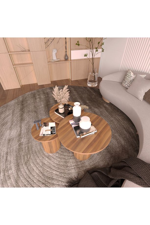 Bohem Esintili Modern 3'lü MDF Orta Sehpa Takımı 100% MDF - 6