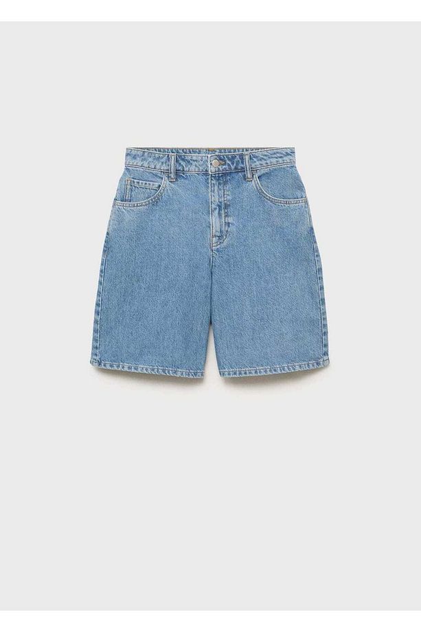 Yüksek belli bermuda denim şort - 3