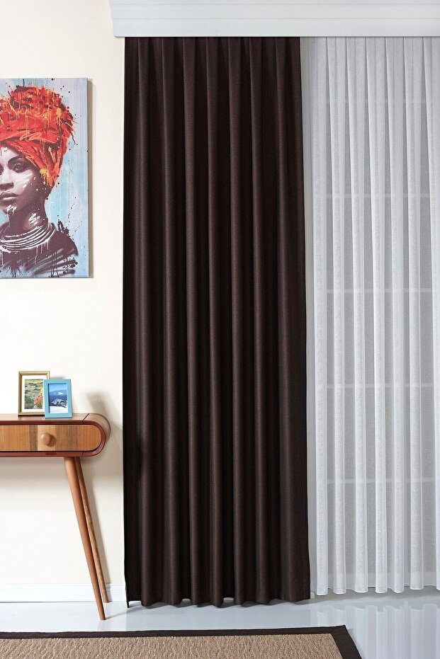 Coffee Soft Quality Draped Matte Natural Looking Ironing Ask Not Background Curtain No Pleats Shirred Azura