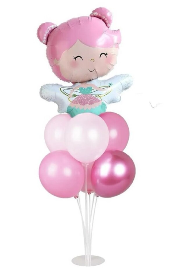 Winged Fairy Girl Foil Balloon Balloon Stand Set 7-Piece Birthday Party Set Ornament