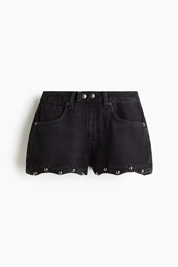 Zımbalı Kot Şort - 1