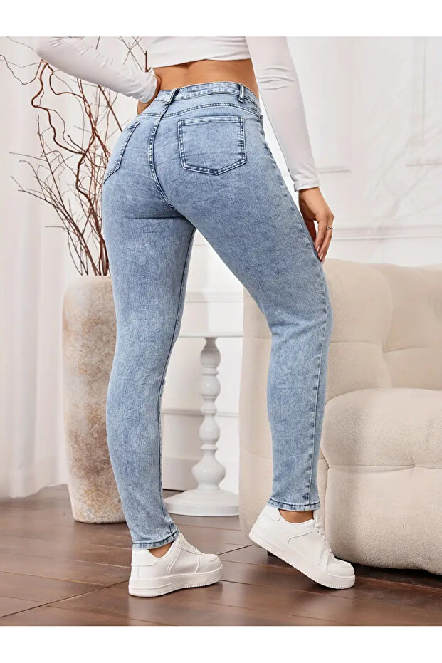 Alissa Blue High Waist Lycra Mom Jeans Jeans