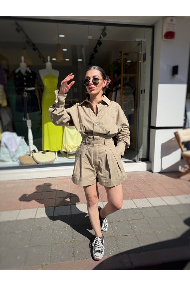 Haki şort tulum - 2