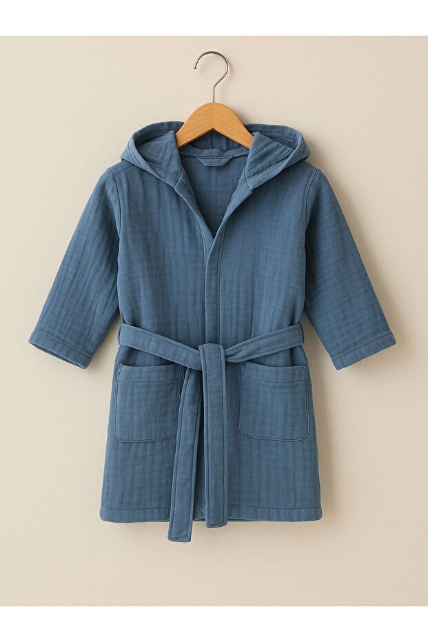 Kids & Baby Bathrobe Hooded Indigo Blue