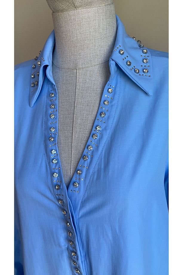 Orijinal Model Taş İşlemeli Poplin Gömlek - 2