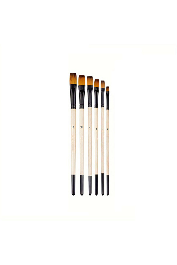 Flat Tip 6pcs Paint Brushes Set Soft Nylon Filbert Angular Flat Round Pointed Tip Acrylic Paint Brus