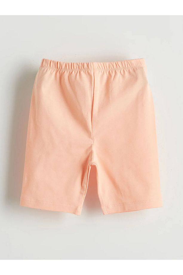 LCW baby Pembe Bisiklet Yaka Baskılı Kız Bebek Şortlu Pijama Takımı - 4