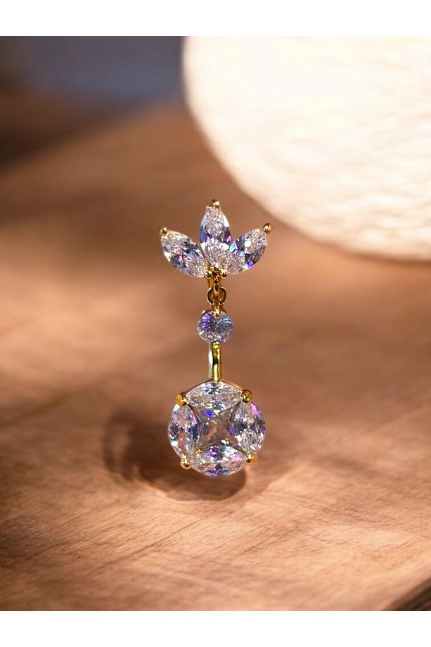 Çelik Detaylı Göbek Piercing - 3