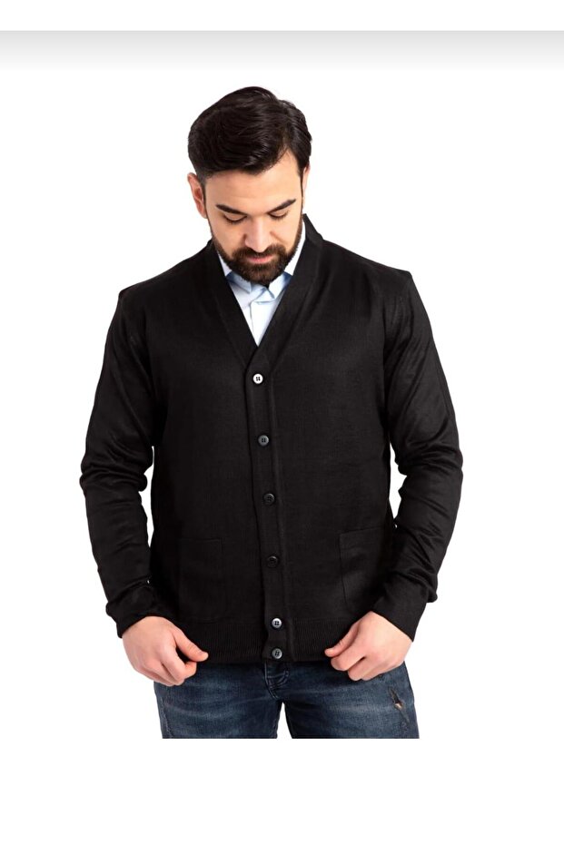 Men's Slim Wool Knitwear Buttoned Father Cardigan.