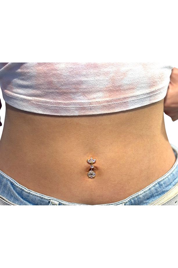 Çelik Detaylı Göbek Piercing - 4