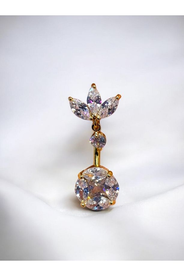 Çelik Detaylı Göbek Piercing - 1