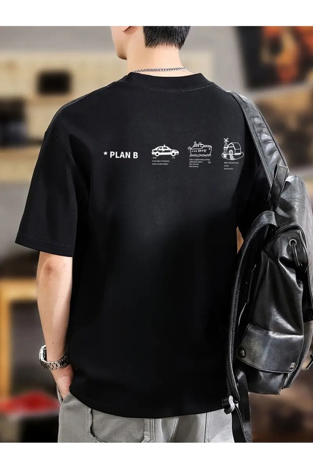 Unisex B Plan Printed Oversize 100% Cotton T-Shirt