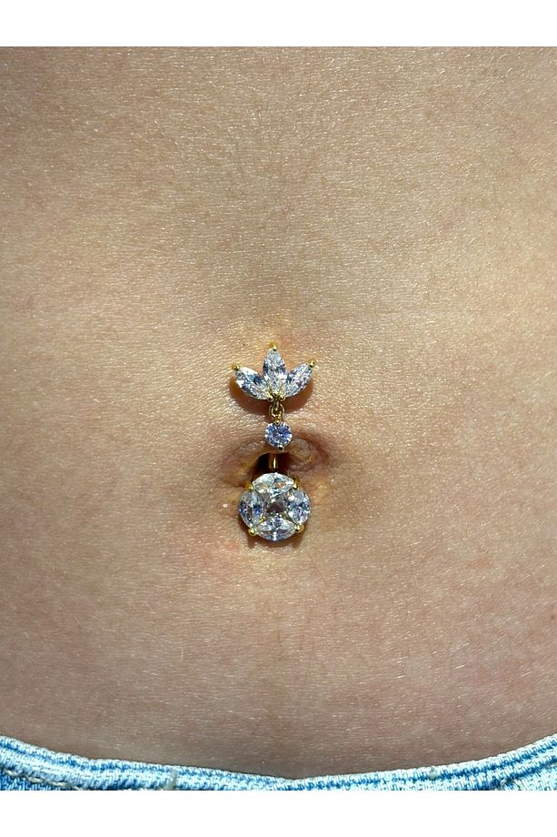Çelik Detaylı Göbek Piercing - 6
