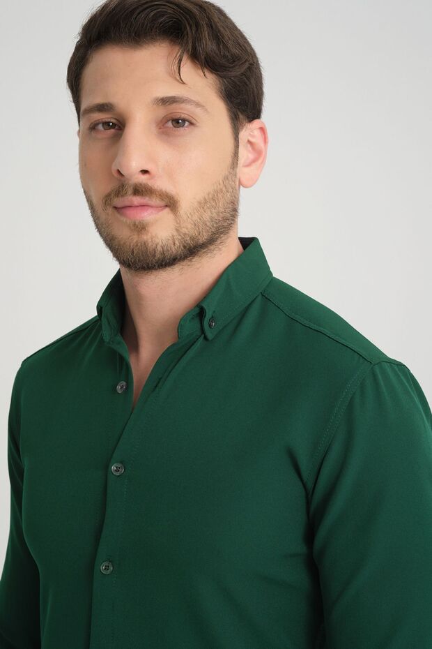 Flex Slim Fit Yumuşak Kolay Ütü Nefes Alan Erkek Gömlek - 1