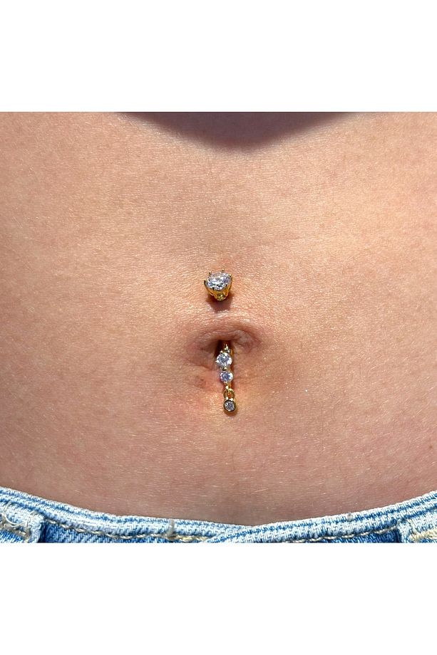 Çelik zarif Detaylı Göbek Piercing - 4