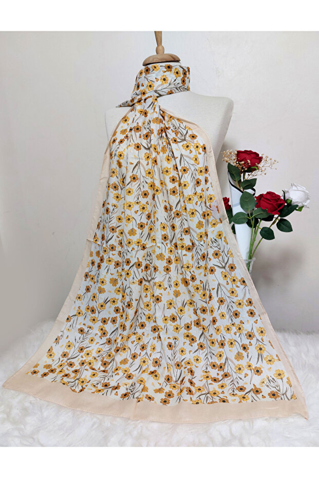 شال قطن ناعم منقوش - 2