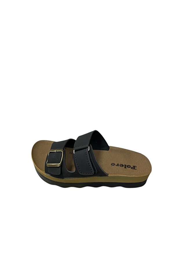 Slippers Summer Double Buckle Flat Thick Sole