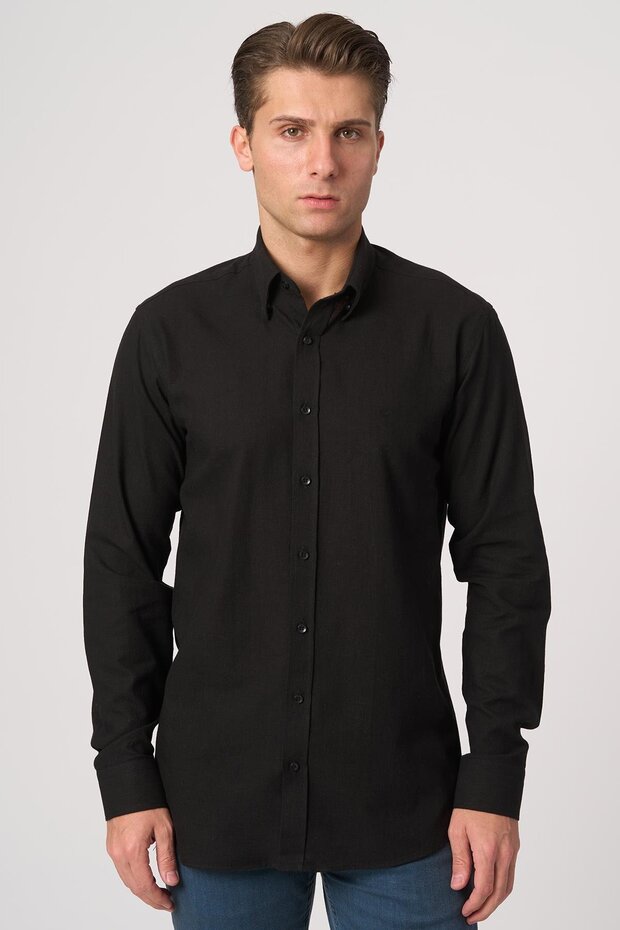 White Stone 2025-Y G2532 Linen Shirt Black