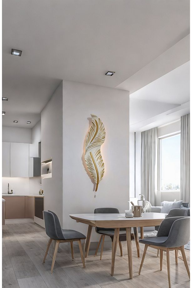 Tüy Aplik Ledli Kablolu Dekoratif Duvar Aydınlatma 60x16 Cm - 4
