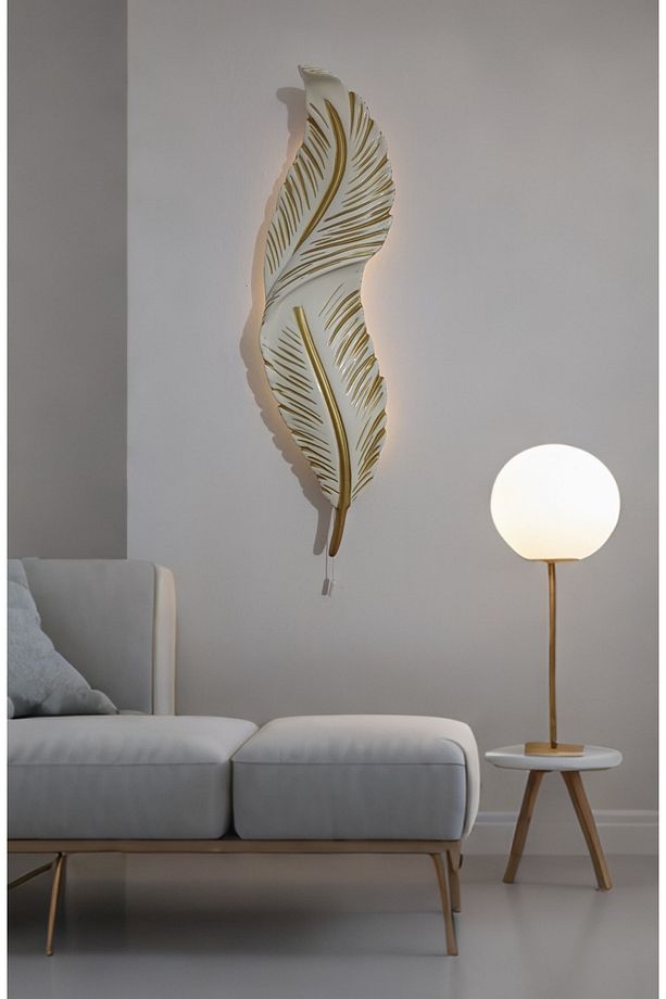 Tüy Aplik Ledli Kablolu Dekoratif Duvar Aydınlatma 60x16 Cm - 6