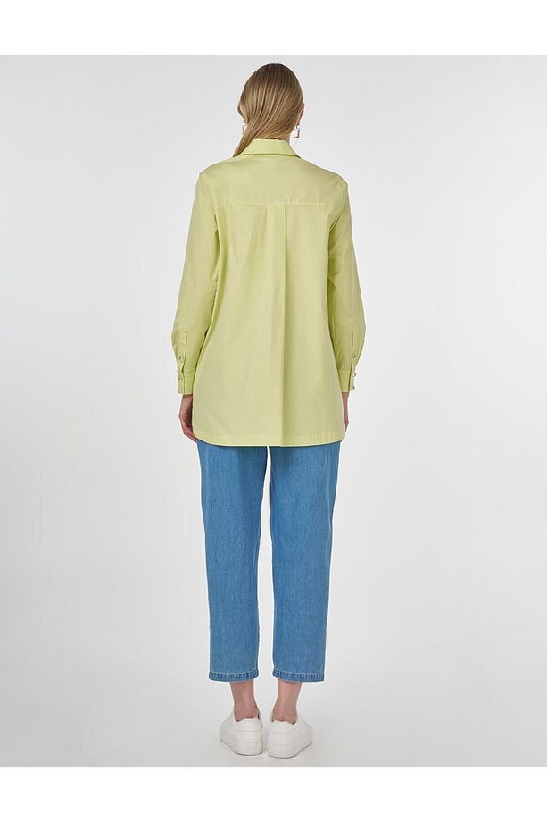 Pul Payet İşlemeli Poplin Tunik Lime - 5