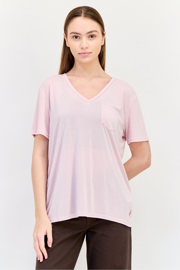 Women Sportswear Fit Short Sleeve Outdoor Top, Pink