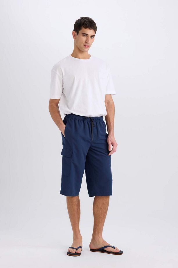 Long Fit File Astarlı Uzun Boy Kargo Cep Deniz Şortu E0905ax25hs - 1