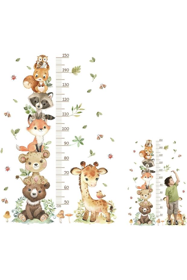 Kids Growth Chart - Animal Wall Decals Height Measurement Sticker 50-150 cm