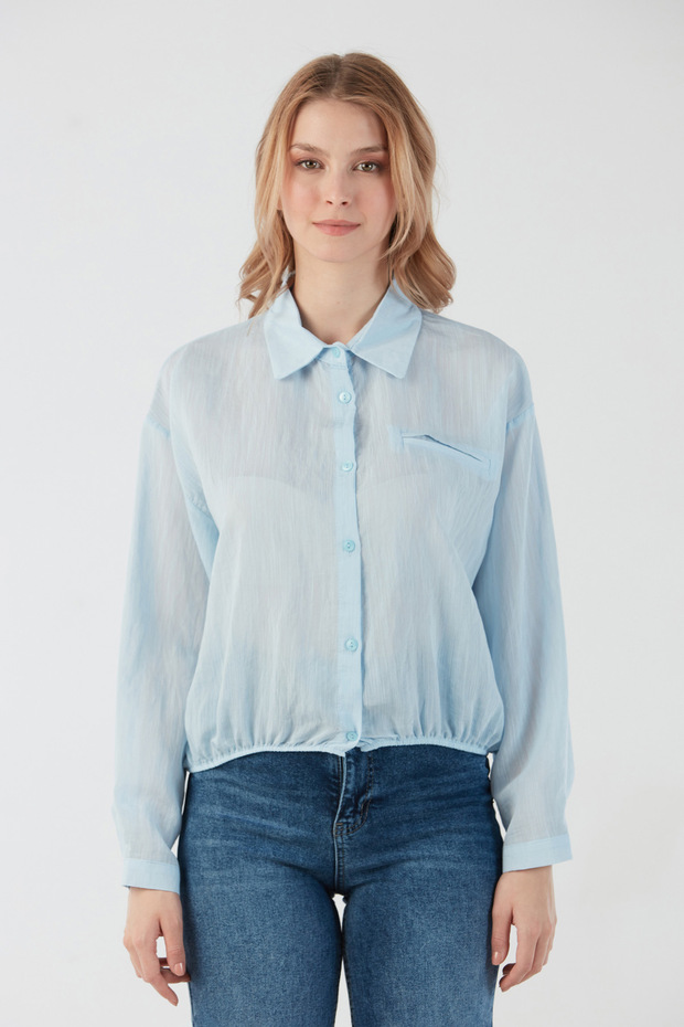 Basic Beli Lastikli Cep Detaylı Gömlek - 6