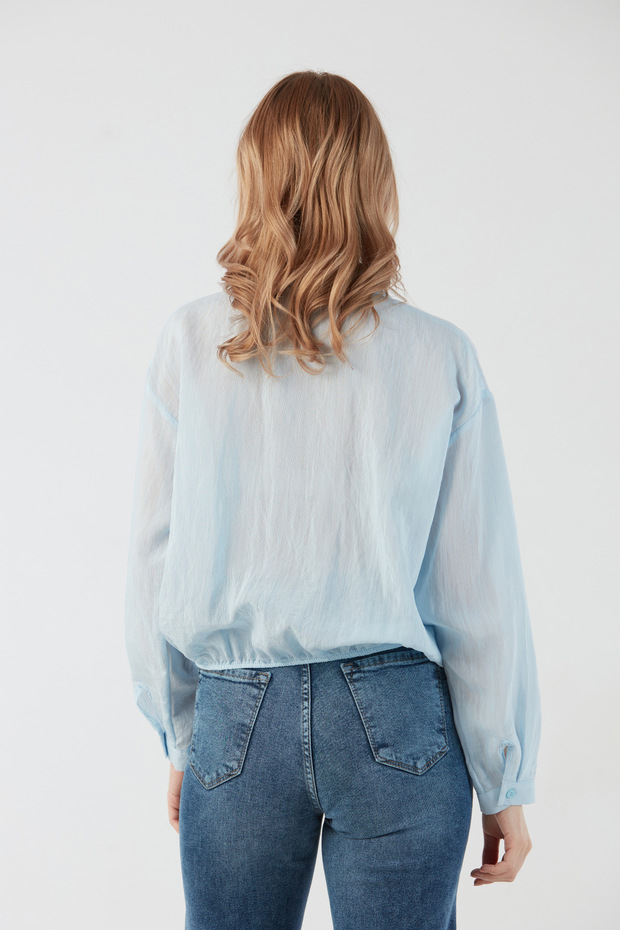 Basic Beli Lastikli Cep Detaylı Gömlek - 3