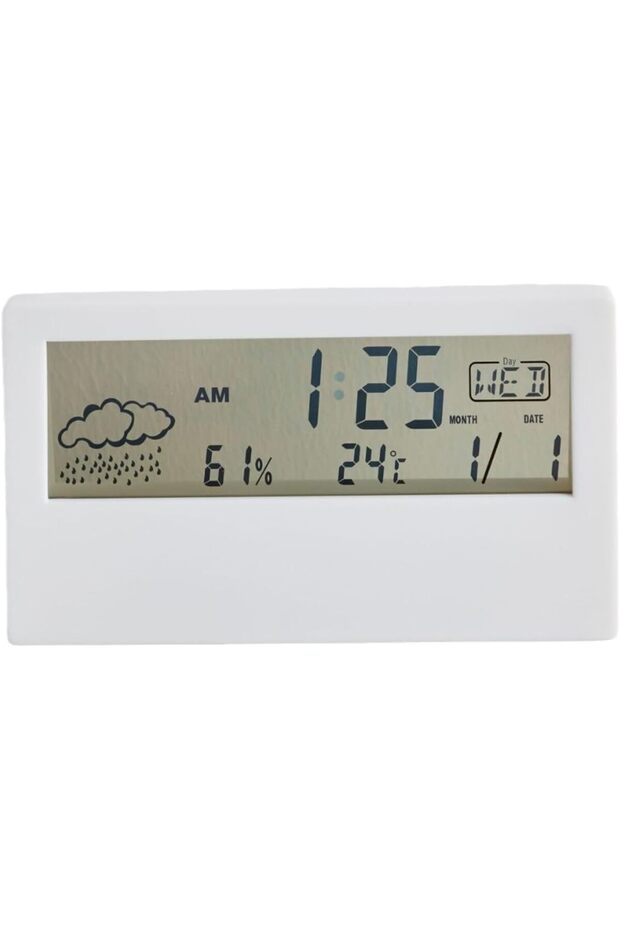 Digital Alarm Clock, Transparent Modern Design, White