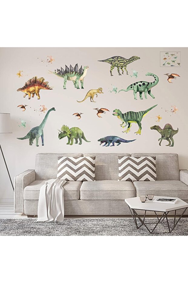 Dinosaurs Wall Stickers - Colourful Forest Dinosaur Decals (4pcs)