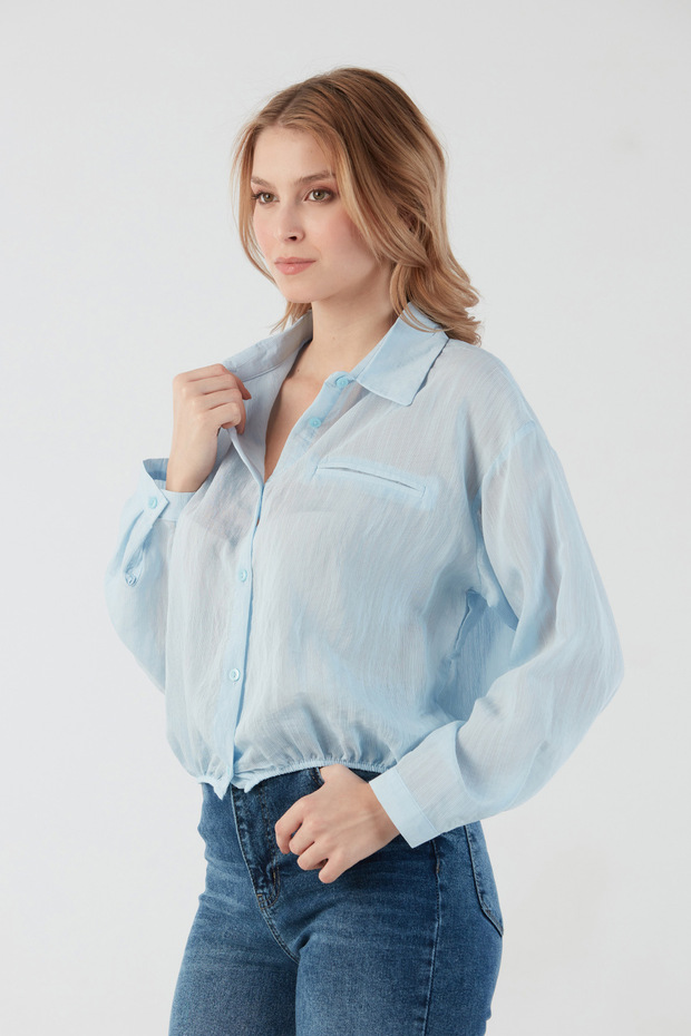 Basic Beli Lastikli Cep Detaylı Gömlek - 2