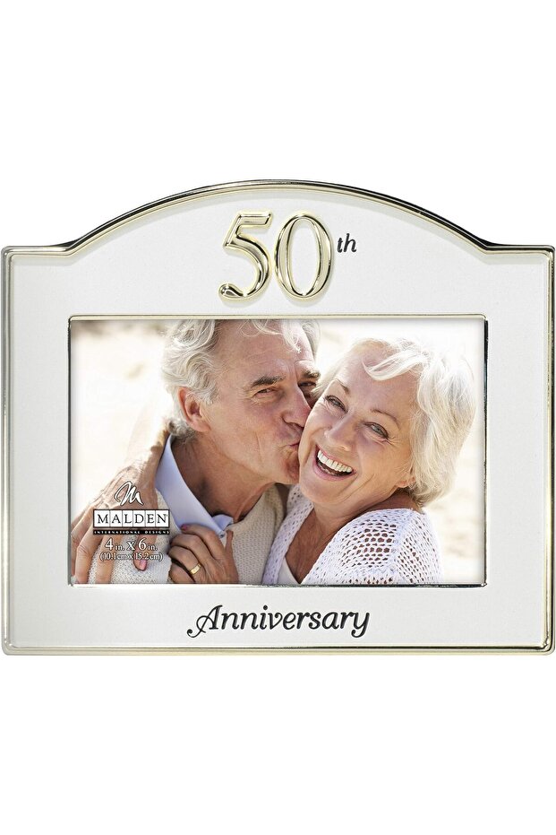 International Designs 50th Anniversary Two Tone Picture Frame, 4x6, Gold/Silver