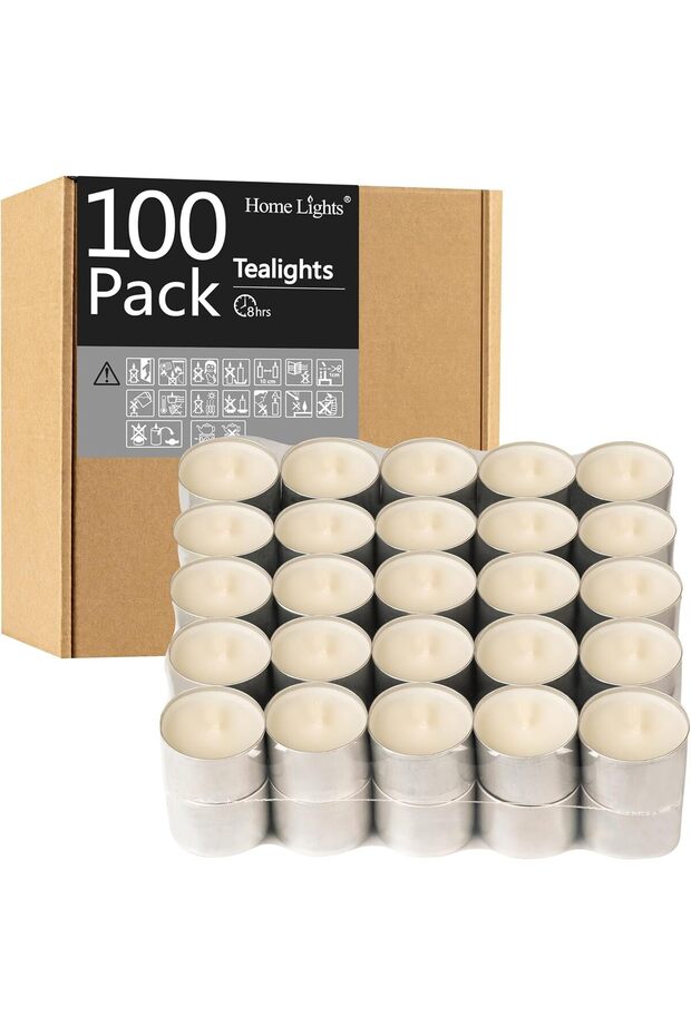 ® Unscented Tea Candles - 8 Hour Long Burning, Giant Packs - White, Smokeless for Home