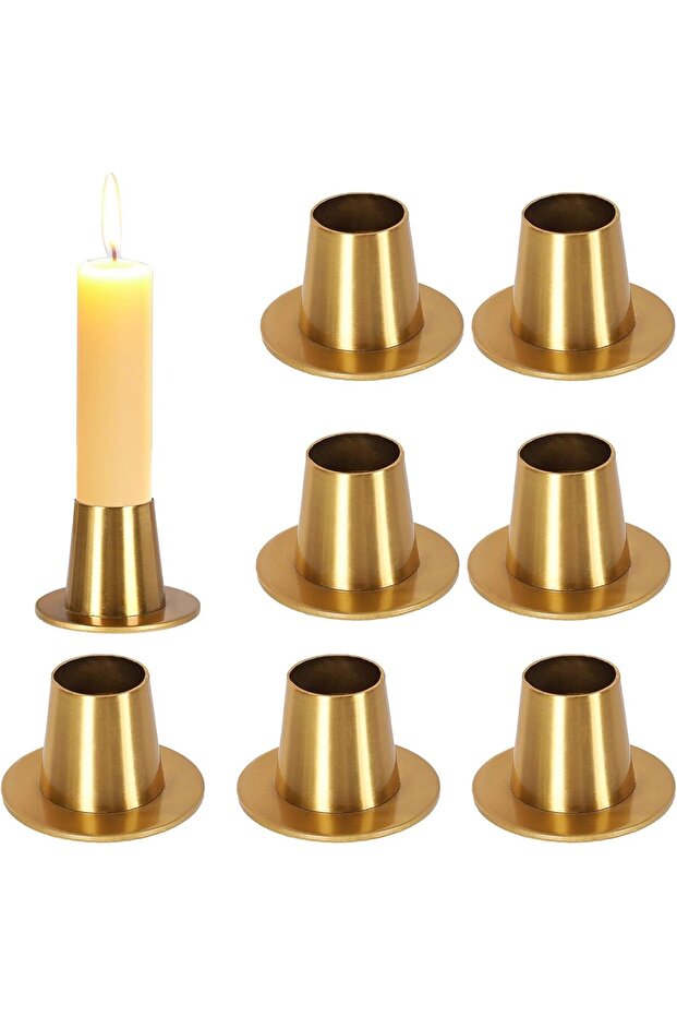 8 PCS Taper Candle Holder, Vintage Metal Candlestick Holder