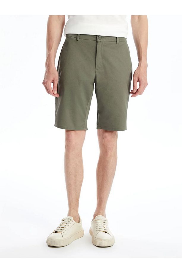 LCWAIKIKI Basic Haki Standart Kalıp Gabardin Erkek Şort - 2