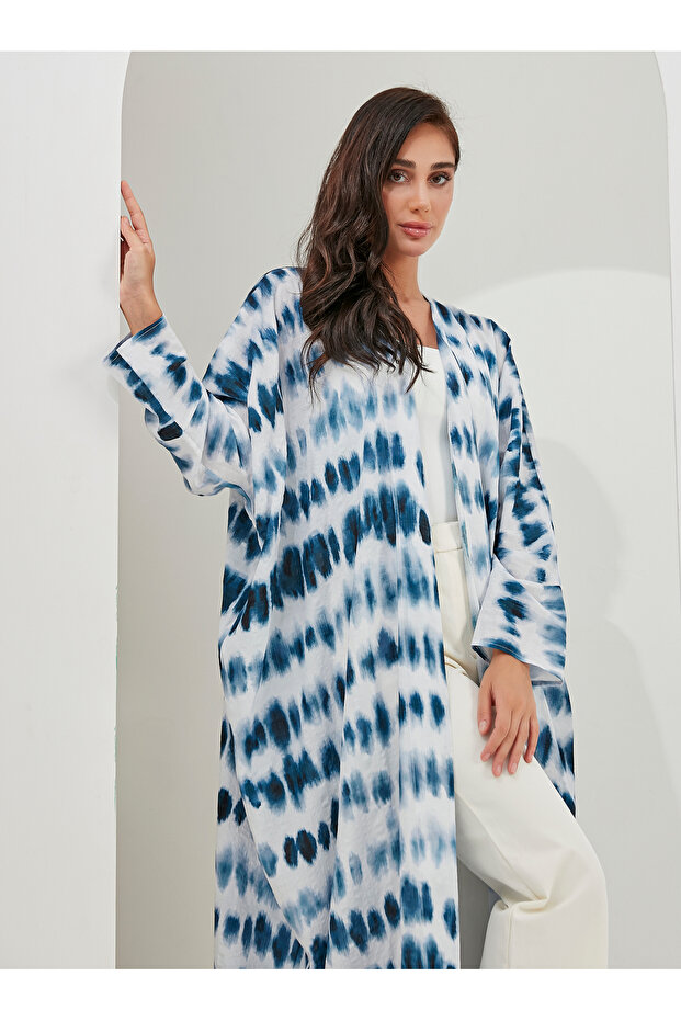 Blue Patterned Abaya - 4